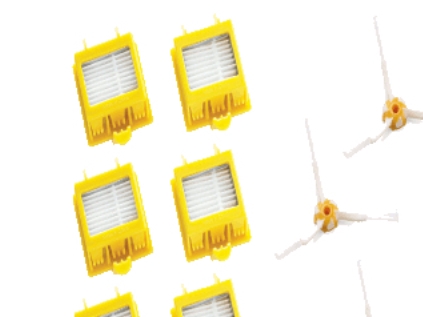 3-Pack Hepa Filters & 3-Pack Side Brush, Hvid, Gul, Roomba 700