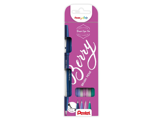 Fineliner Pentel SES15B-4 Brush Sign Pen BERRY 12stk - (12 stk.)