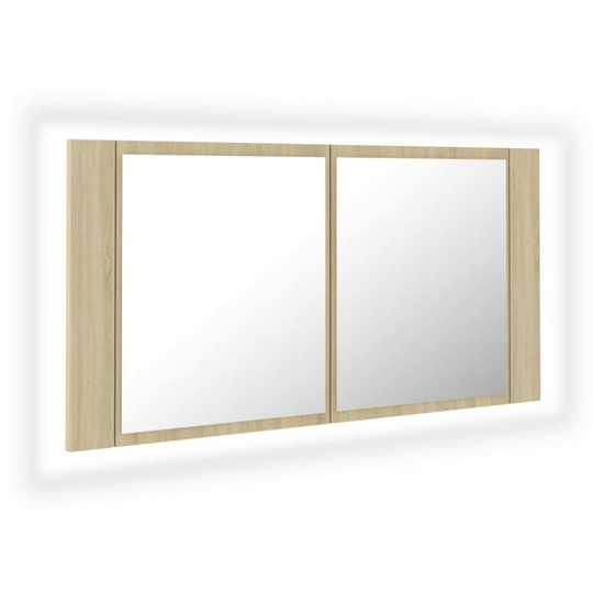 vidaXL Spegelskåp med LED sonoma-ek 90x12x45 cm