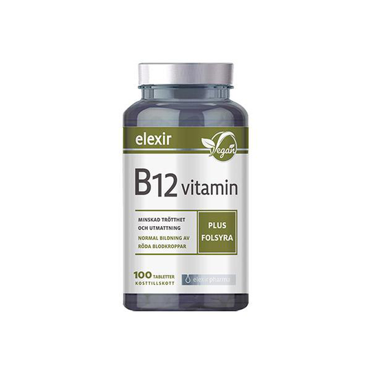 Elexir Pharma B12 Vegan, 100 sugtabletter