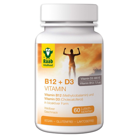 Raab Vitalfood Vitamin B12 och D3, 60 pastiller a 1,5 g, 90 g