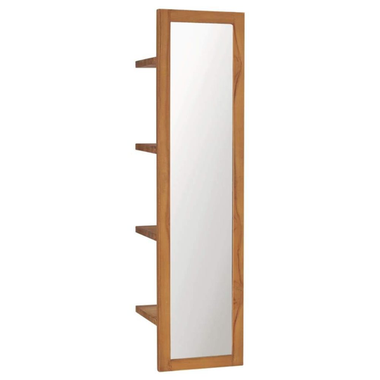 Medina Väggspegel med hyllor 30x30x120 cm massiv teak