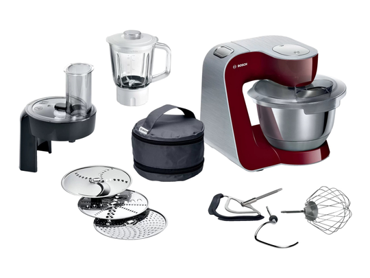 Bosch MUM5 MUM58CR60 - Köksmaskin - 1000 W - brushed stainless steel/red