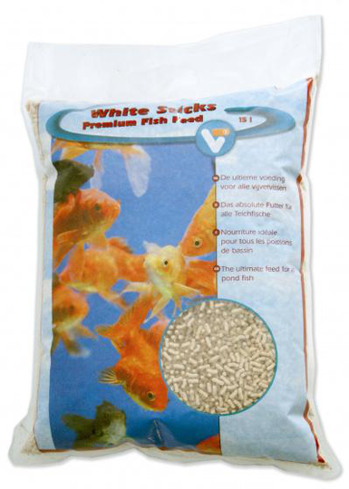 dammfiskmat VT White Sticks Premium 15 liter vit