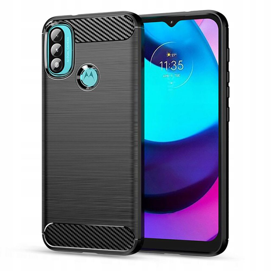 Motorola Moto E20 / E30 / E40 • Mobilskal • Brushed Metal • Svart