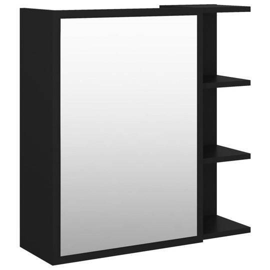 vidaXL Spegelskåp för badrum svart 62,5x20,5x64 cm spånskiva