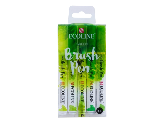 Ecoline Brush pen set Green | 5 colours