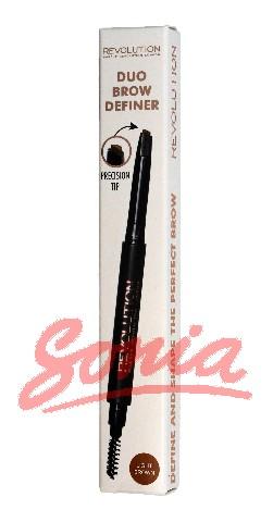 Makeup Revolution Duo Brow Definer Pencil Eyebrow brush + 1pc Light Brown