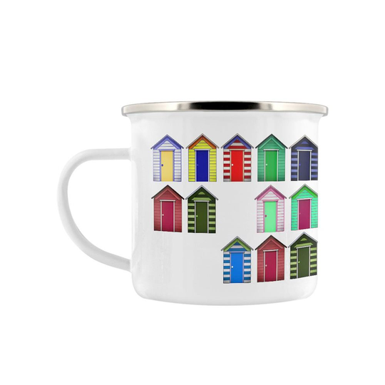 Grindstore Beach Hut Collage Emaljmugg