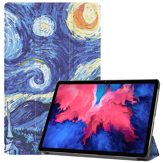 Lenovo Tab P11 - Tri-Fold Läder Fodral - Brush Painting
