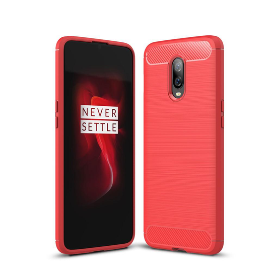 OnePlus 6T - Brushed TPU Skal - Röd