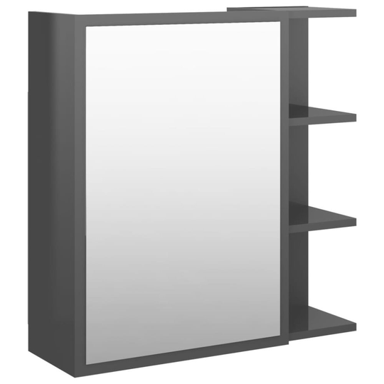 vidaXL Spegelskåp för badrum grå högglans 62,5x20,5x64 cm spånskiva