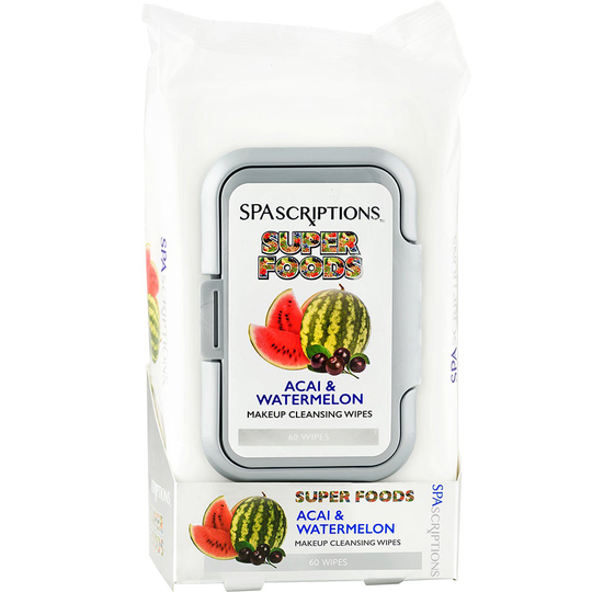Superfoods Watermelon & Acai Makeup Cleansing Wipes, 60 pcs Spascriptions Ansiktsrengöring