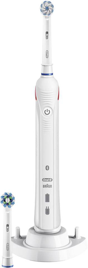 Elektrisk tandborste ORAL-B 4500S, 40000 pulser/min, 8800 svängningar/min, 3D-rengöring, 2 huvuden, 3 program, resväska, vit