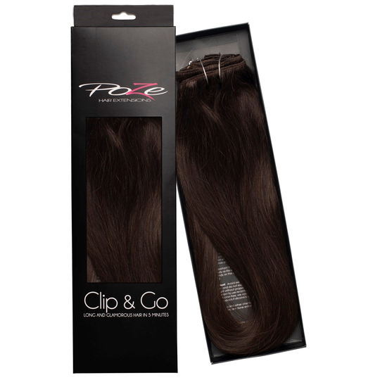 Poze Hairextensions Poze Clip&Go Löshår Äkta 2B Dark Espresso 7 delar/