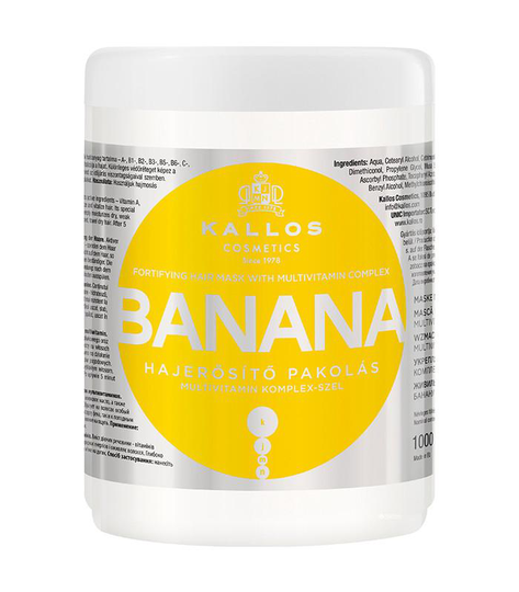 Kallos Banana befästa Hair Mask med Multivitaminkomplex banan mask förstärkare tork med de komplexa multivitaminer 1000ml