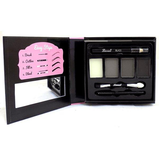 Laval Brow Palette 9 PCS-Pencil+Brush+Wax+3Powders-Dark Toned