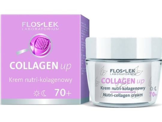 Floslek Day and Night Nutri-Collagen Cream 70+ | 50 ml | Firms, Smoothes & Moisturizes | Provides Elasticity | Intended for People over 70 Years Old