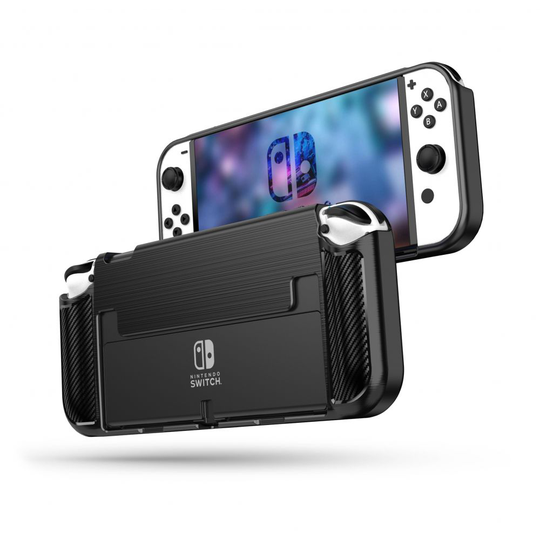 Nintendo Switch Oled • Mobilskal • Brushed Metal • Svart
