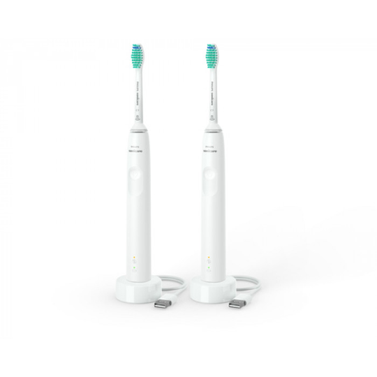 Set med 2 elektriska tandborstar PHILIPS Sonicare HX3675/13, 31000 slag/min, 1 program, 2 lock, vit