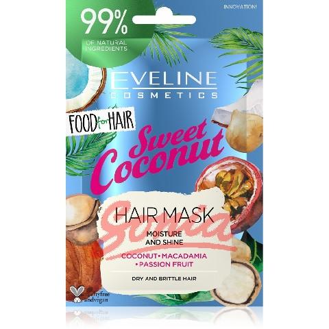 Eveline mat för Sweet Coconut Hair Mask för normalt hår och tunn - hydrering och glans 20ml