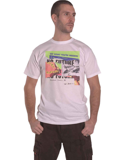 The Sex Pistols T Shirt Collage Band Logo Official Mens White