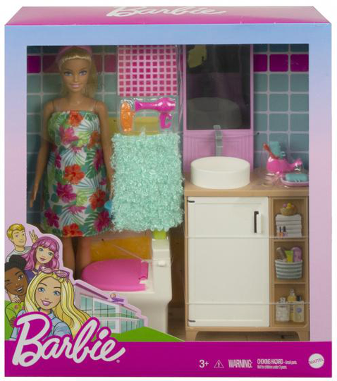 Mattel Barbie leksatsbadrum 15 delar