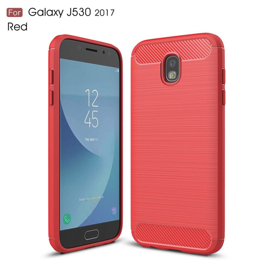 Carbon Brushed Skal till Samsung Galaxy J3 (2017) - Röd
