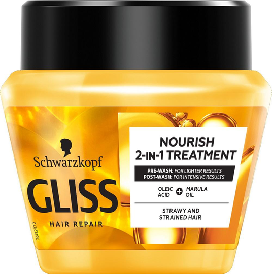 GLISS Oil Nutritive näring 2-i-1 Behandling närande hår mask 300ml ansträngda och torkades