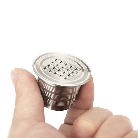 Återanvändbara kaffekapslar Kopp Rostfritt Stål Kaffefilter 1 Påfyllningsbar Pod för Serie Nespresso Maskiner med 1 Hammare 1 sked 1 Borste