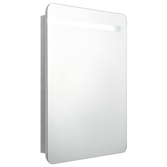 vidaXL Badrumsspegel med skåp LED betonggrå 60x11x80 cm