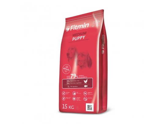FITMIN Medium Puppy, Valp, Medium (11 - 25 kg), Vitamin A,Vitamin B1,Vitamin B12,Vitamin B2,Vitamin B6,Vitamin B9 (folic acid),Vitamin C,Vitamin...,