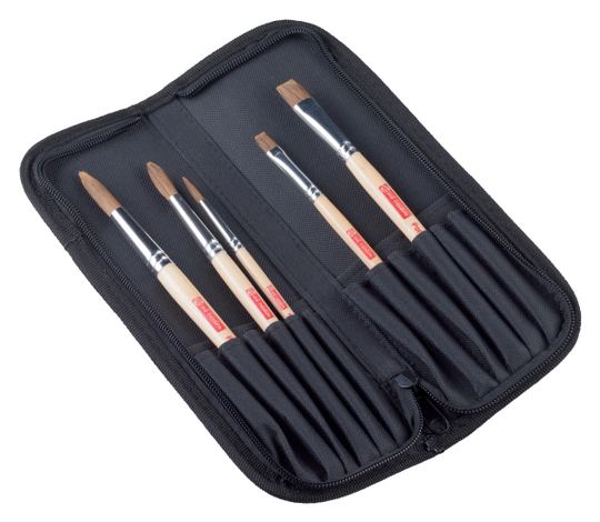 Talens Art Creation Watercolour brush set pony/polyester | 5 brushes + organiser