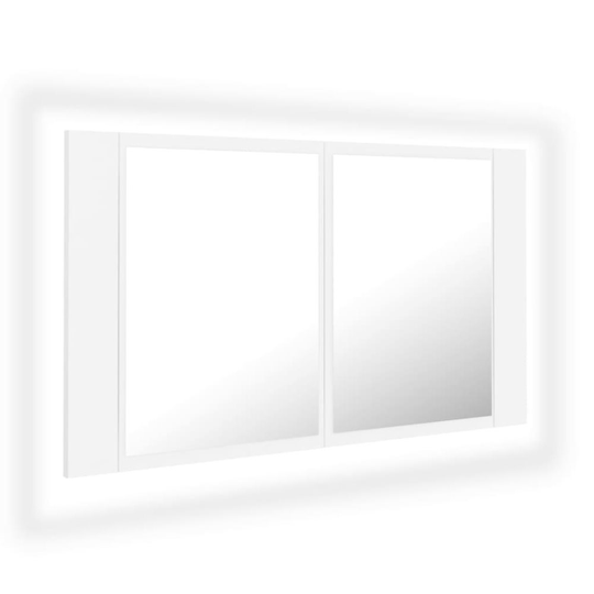 vidaXL Spegelskåp med LED vit 80x12x45 cm