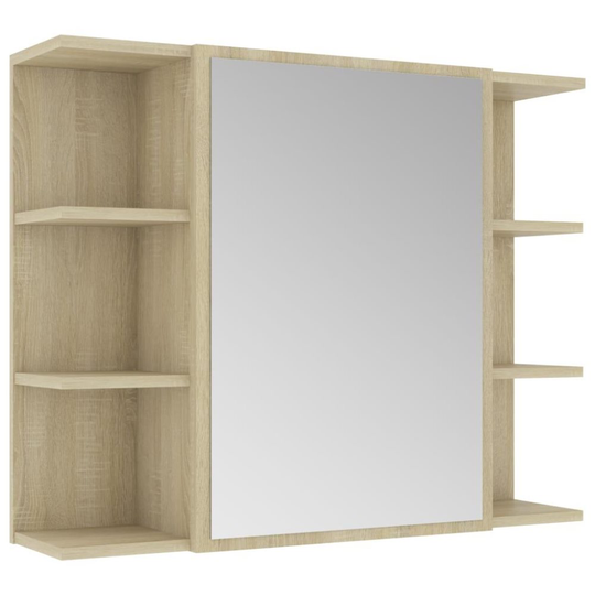 vidaXL Spegelskåp för badrum sonoma-ek 80x20,5x64 cm spånskiva