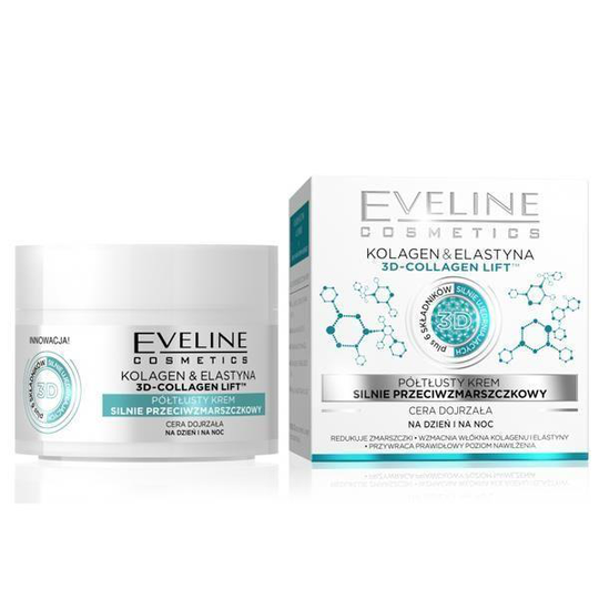 Eveline forsvinde fløde stærkt anti-kollagen og elastin & 3D-Collagen Lift 50ml
