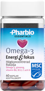 Pharbio Essentials Omega-3 Energi & fokus 60 st