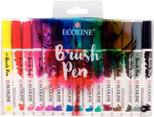 markörer Ecoline Brush Pen färgsortiment 15 st