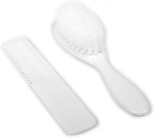 borste och kam junior 15 x 5 cm vit 2-delad