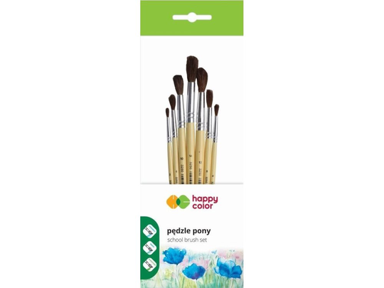 Happy Color Round school pony brushes 7pcs HAPPY COLOR