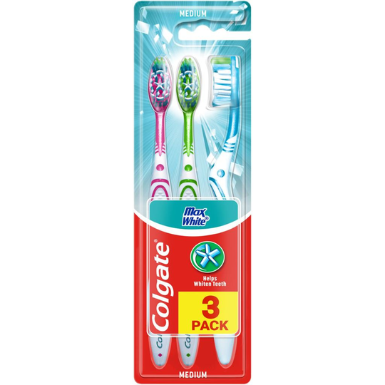 Colgate Max White Tandborstar Medium 3-pack - Olika färger