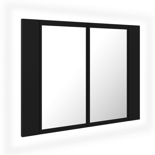 vidaXL Spegelskåp med LED svart 60x12x45 cm