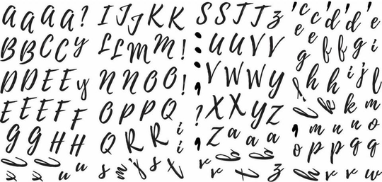 väggdekal Pink Brush Alphabet vinyl 131 st