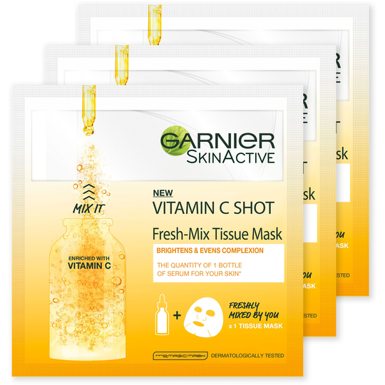 Garnier Skin Active Fresh Mix Tissue Mask Vitamin C Shot Trio
