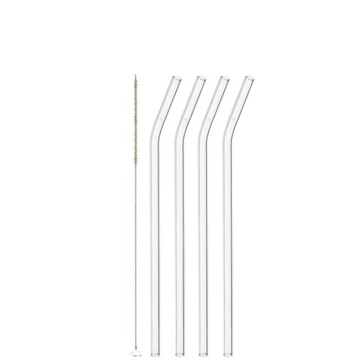KNIK Sugrör Glas 23cm 4-pack + Borste