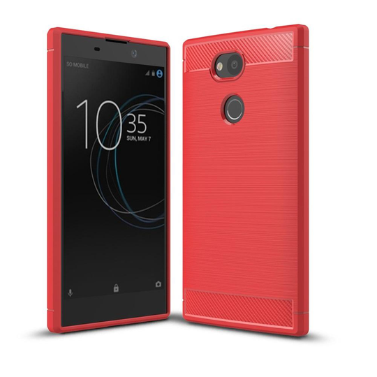 Carbon Brushed Mobilskal till Sony Xperia L2 - Röd
