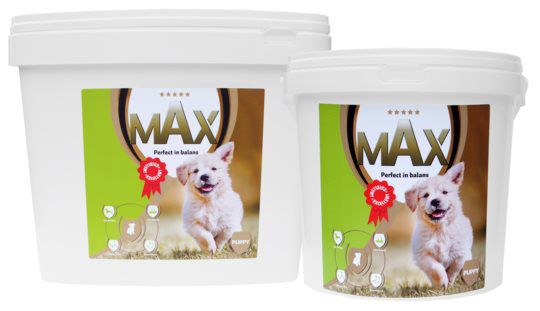 Max Puppy - Fullt balanserad 5-stjärnig näring för valpar. Max för maximal näring och är den perfekta starten för en valp!