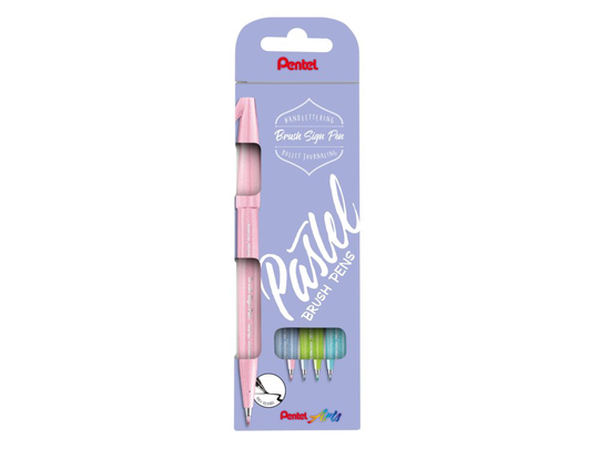 Fineliner Pentel SES15P-4 Brush Sign Pen PASTEL 12stk - (12 stk.)