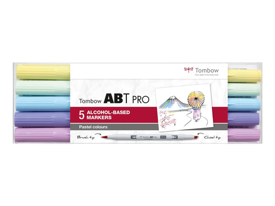 Tombow marker alcohol-based ABT PRO Dual Brush 5P-2 pastel colours (5 stk.)