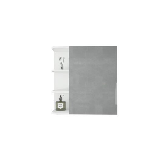 ML Design spegelskåp för badrum vit 62x64x21cm, badrumsskåp med spegel, dörr och 5 hyllor, gott om förvaringsutrymme, badrumsskåp av mdf trä